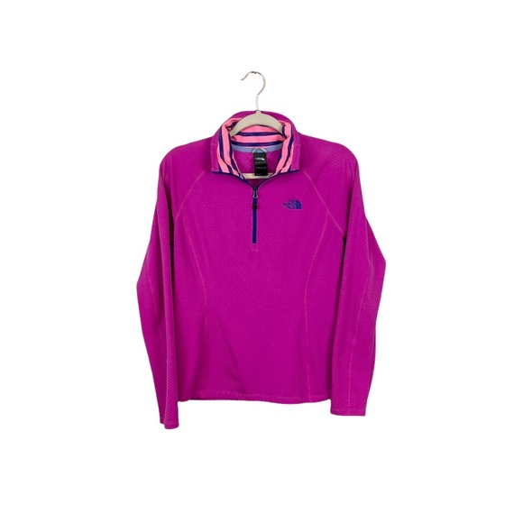 The North Face 1/4 Zip Pullover Sweater Size Medium Pink Textured - Picture 1 of 7